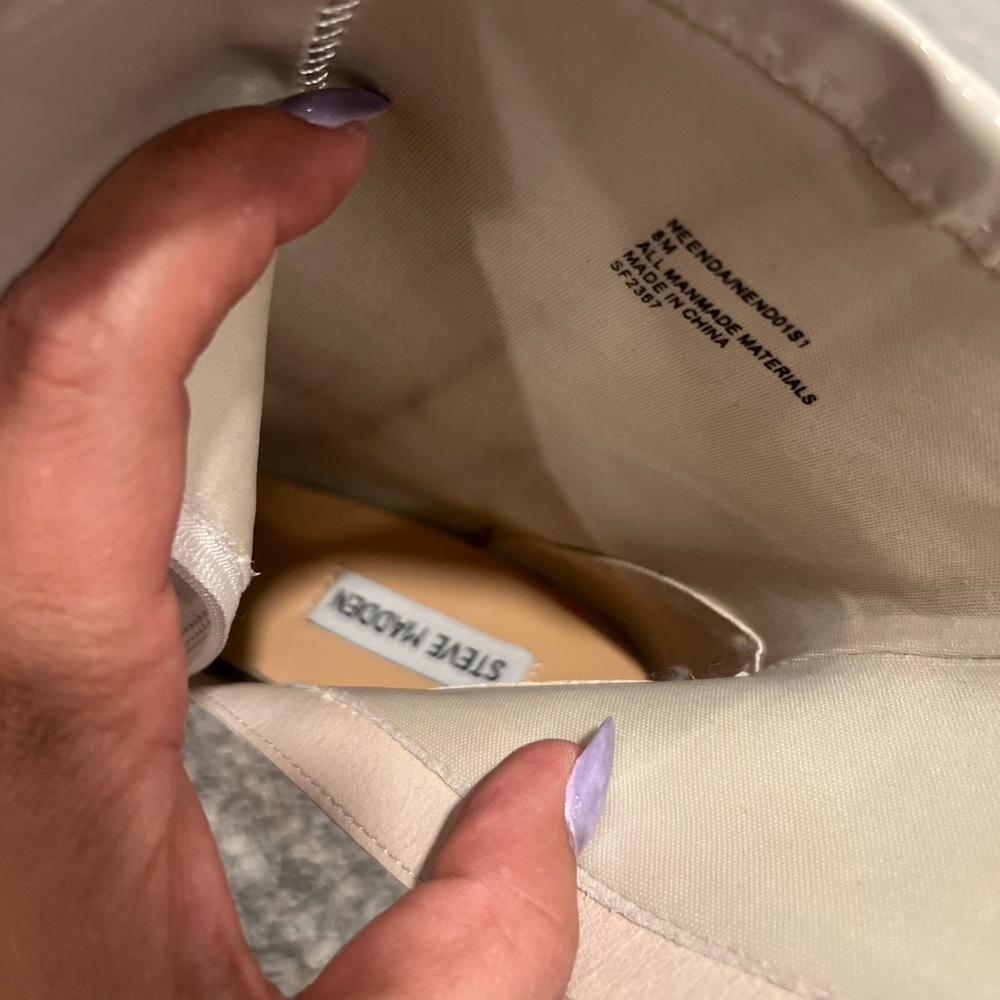 Steve Madden Cream Heeled Boots - Picture 7 of 11
